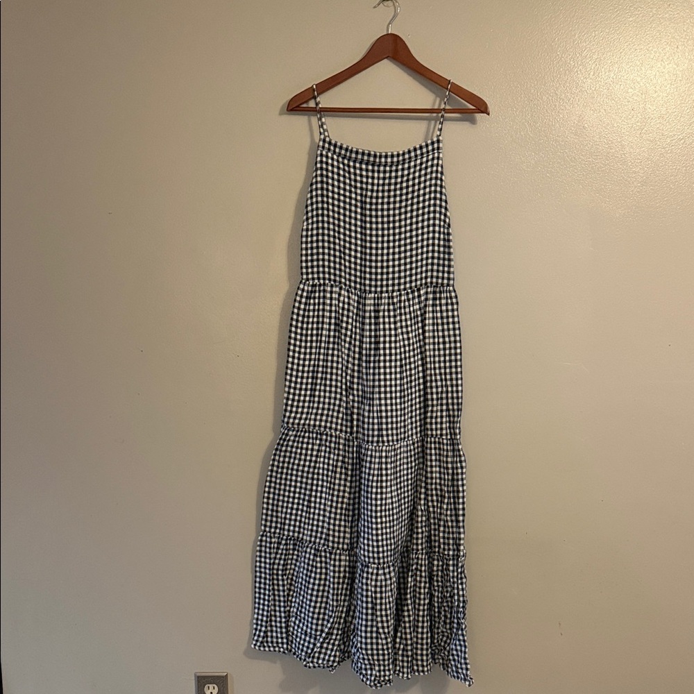 Old Navy Black and White Gingham Maxi Dress with Adjustable Straps